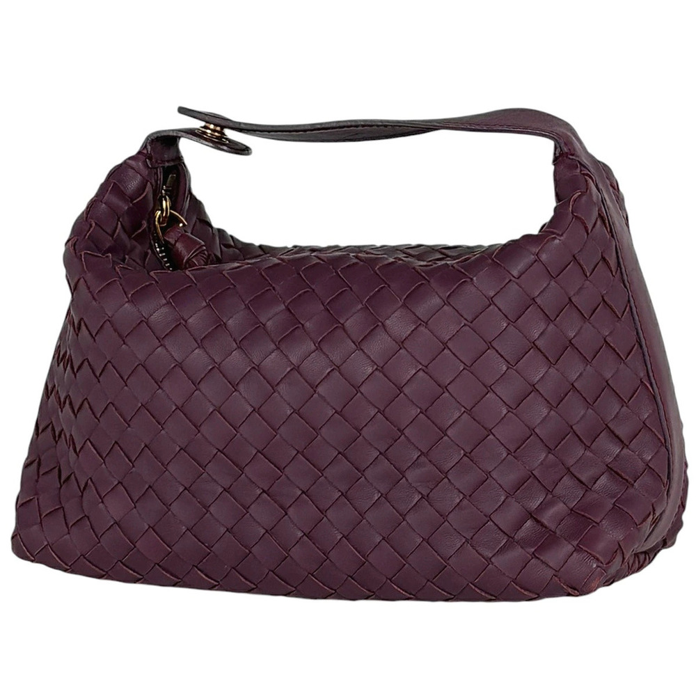 Bottega Veneta Intrecciato Handbag Pouch Leather Bordeaux Purple